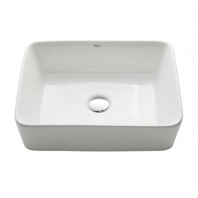 Kraus Rectangular Ceramic Vessel Sink in White