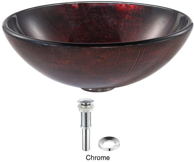 Kraus Saturn Glass Vessel Sink with Drain in Chrome