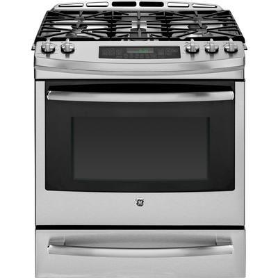 GE 5.0 cu. ft. Slide-In Self-Cleaning Convection Gas Range in Stainless Steel
