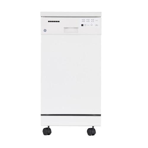 GE 18" Portable Dishwasher with Short Stainless Steel Tub in White
