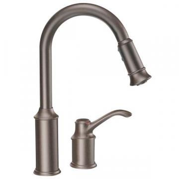 Moen Aberdeen 1 Handle Kitchen Faucet with Matching Pulldown Wand - Oil Rubbed Bronze Finish