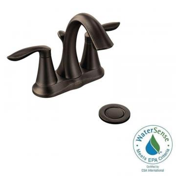 Moen Eva 4-inch Centreset 2-Handle Bathroom Faucet with Drain Assembly in Oil Rubbed Bronze Finish
