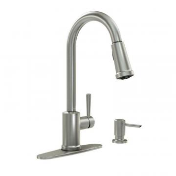 Moen Indi 1 Handle Pulldown Kitchen Faucet with Microban and Soap - Spot Resist Stainless Finish