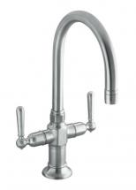 Kohler Hirise Stainless Two Handle Bar Sink Faucet In Brushed Stainless