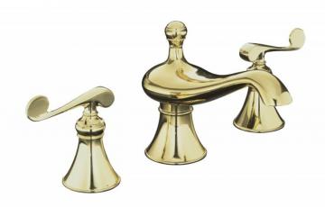 Kohler Revival Widespread Bathroom Faucet in Vibrant Polished Brass Finish
