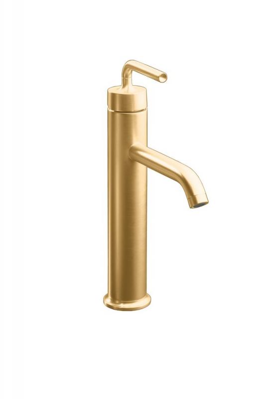 Kohler Purist Tall Single-Control Bathroom Faucet in Vibrant Brushed Bronze Finish