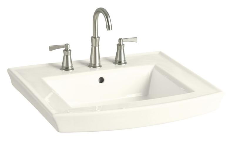Kohler Archer Bathroom Sink Pedestal Basin with 8" Centres in Biscuit