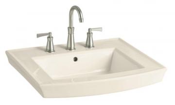 Kohler Archer Bathroom Sink Pedestal Basin with 8" Centres in Almond