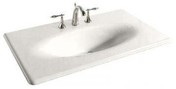 Kohler Iron/Impressions 37" 1-Piece Surface and Integrated Bathroom Sink in White