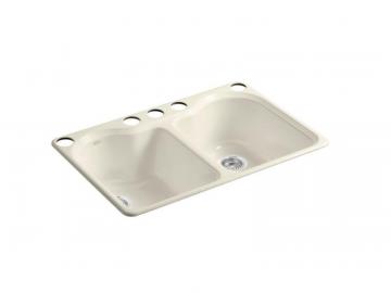 Kohler Hartland Double Equal Undercounter Sink With Five-Hole Faucet Drilling