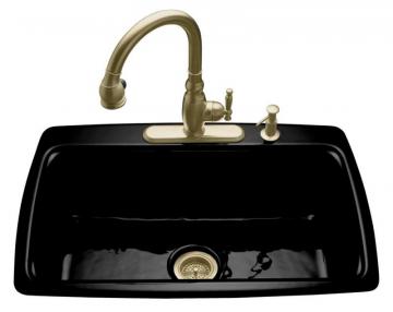 Kohler Cape Dory Self-Rimming Kitchen Sink in Black Black
