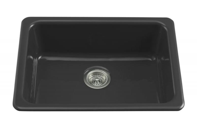 Kohler Iron/Tones Self-Rimming/ Undercounter Kitchen Sink in Black Black