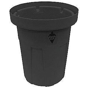 Tough Guy 30 gal. Round Open Top Utility Food-Grade Waste Container, 24-3/4"H, Black