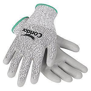 Condor Polyurethane Cut Resistant Gloves, ANSI/ISEA Cut Level 2, HPPE Lining, Gray, L, PR 1