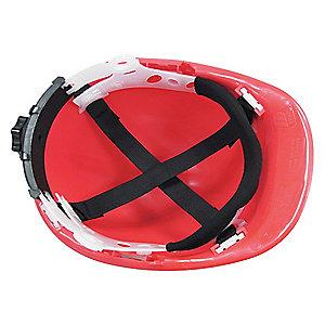 Condor Front Brim Hard Hat, 4 pt. Ratchet Suspension, Red, Hat Size: 6-1/2 to 8