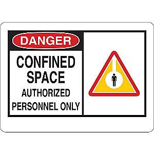 Condor Confined Space, Danger, Vinyl, 10" x 14", Adhesive Surface