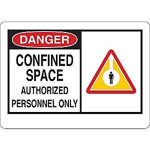 Condor Confined Space, Danger, Vinyl, 5" x 7", Adhesive Surface