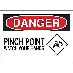 Condor Keep Hands Clear, Danger, Vinyl, 5" x 7", Adhesive Surface