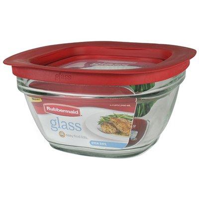 Rubbermaid Food Storage Container, Glass, 4-Cup Square