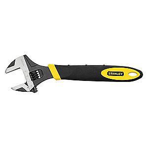 Stanley 12" Adjustable Wrench, Cushion Grip Handle, 1-21/32" Jaw Capacity, Steel