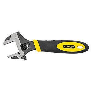 Stanley 6" Adjustable Wrench, Cushion Grip Handle, 15/16" Jaw Capacity, Steel