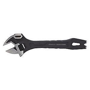 Stanley 10" Adjustable Wrench, Plain Handle, 1-1/4" Jaw Capacity, Steel
