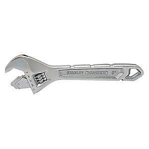 Stanley 8" Adjustable Wrench, Plain Handle, 1" Jaw Capacity, Steel