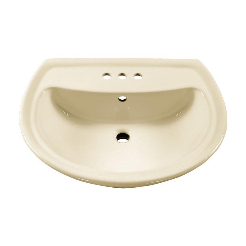 American Standard Cadet Bathroom Pedestal Sink Basin with 4" Faucet Holes in Linen