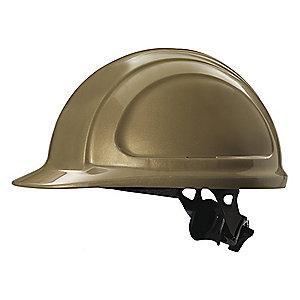 Honeywell Front Brim Hard Hat, 4 pt. Ratchet Suspension, Gold, Hat Size: 6-1/2 to 8