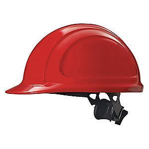 Honeywell Front Brim Hard Hat, 4 pt. Ratchet Suspension, Red, Hat Size: 6-1/2 to 8
