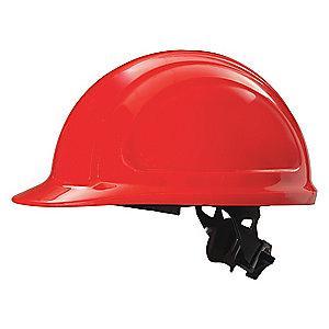 Honeywell Front Brim Hard Hat, 4 pt. Ratchet Suspension, Hi-Visibility Red, Hat Size: 6-1/2 to 8