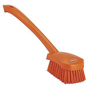 Vikan 16" Polyester Short Handle Scrub Brush, Orange