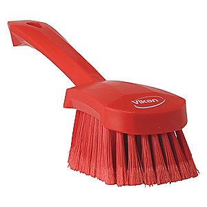 Vikan 10" Polyester Short Handle Scrub Brush, Red