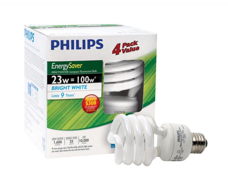 Philips CFL 23W = 100W  Mini Twister Bright White (5000K) - 4 Pack