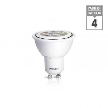Philips LED 6W = 50W GU10  Bright White (3000K) - Case of 4 Bulbs