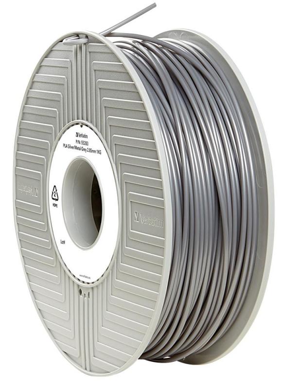 Verbatim 2.85mm Silver/Grey PLA Filament for 3D Printer, 119m Reel, 1kg