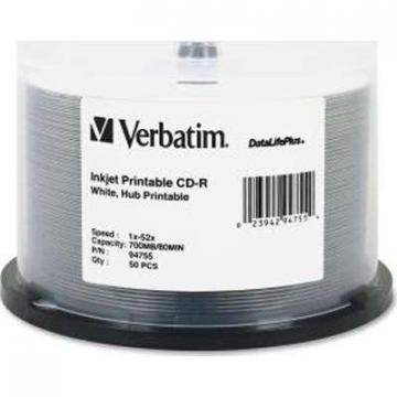 Verbatim DataLifePlus CD-R 52x 80-Min White Hub/Inkjet Print 50-Pack Spindle