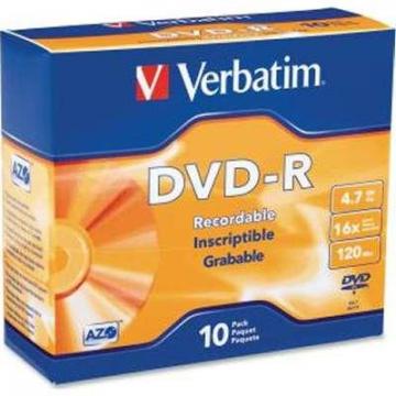 Verbatim 10-pack DVD-R 4.7GB 16X Verbatim Branded Slim Case