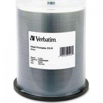 Verbatim CD-R 80MIN 700MB 52X Silver Inkjet Printable - 100-Pack Spindle
