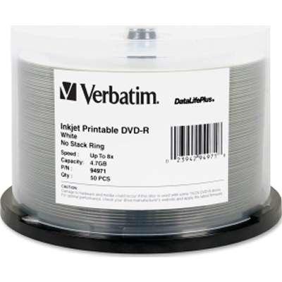 Verbatim 50-pack DVD-R 4.7GB 8X DataLifePlus White Inkjet Printable 50-pack Spindle
