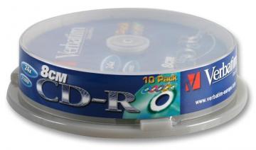 Verbatim 24x Speed 8cm Colour CD-R Blank CDs - 10 Pack Spindle