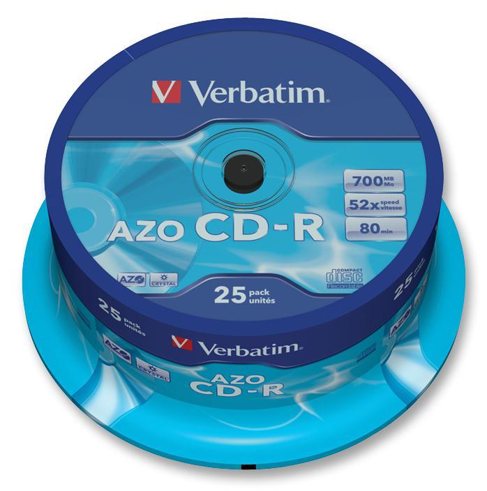 Verbatim 52x Speed CD-R AZO Blank CDs - 25 Pack Spindle