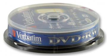 Verbatim 4x Speed DVD+RW Matt Silver Blank DVDs - 10 Pack Spindle