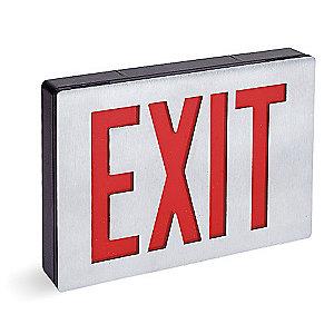 Lithonia 2 Face LED Exit Sign, Black/Silver Aluminum Housing, Red Letter Color