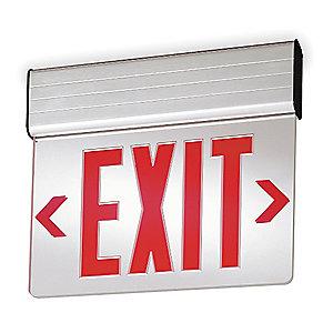 Lithonia 2 Face LED Exit Sign, Gray Aluminum Housing, Red Letter Color
