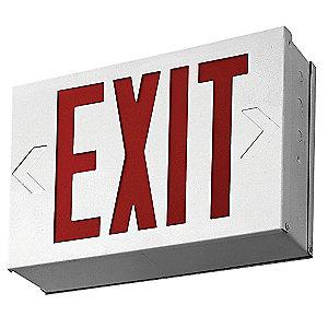 Lithonia 1 or 2 Face LED Exit Sign, White Steel Housing, Red Letter Color