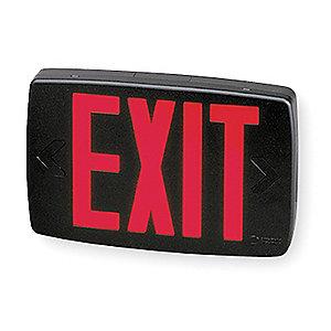 Lithonia 1 or 2 Face LED Exit Sign, Black Plastic Housing, Red Letter Color