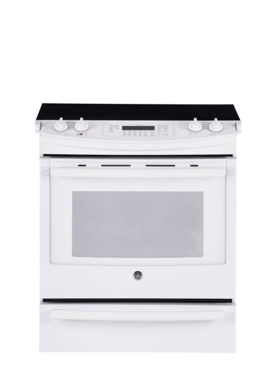 GE 5.2 cu. ft. Slide-in CleanDesign Electric Convection Range in White