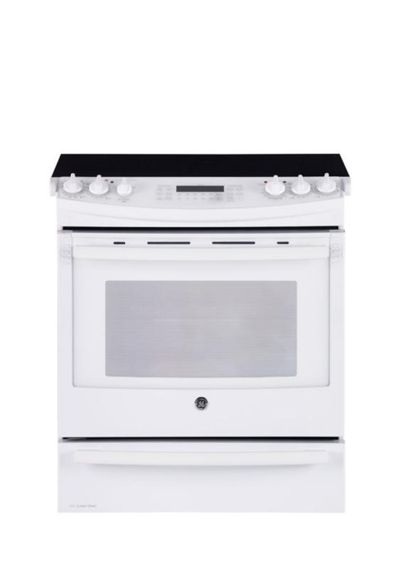 GE 6.6 cu. ft. Slide-in Electric Self-Cleaning Convection Range in White