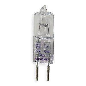 GE Trade Number Q50T3/12V/CL, 50W Miniature Halogen Bulb, T3, 2-Pin (GY6.35), 12 Volt, 850 Lumens